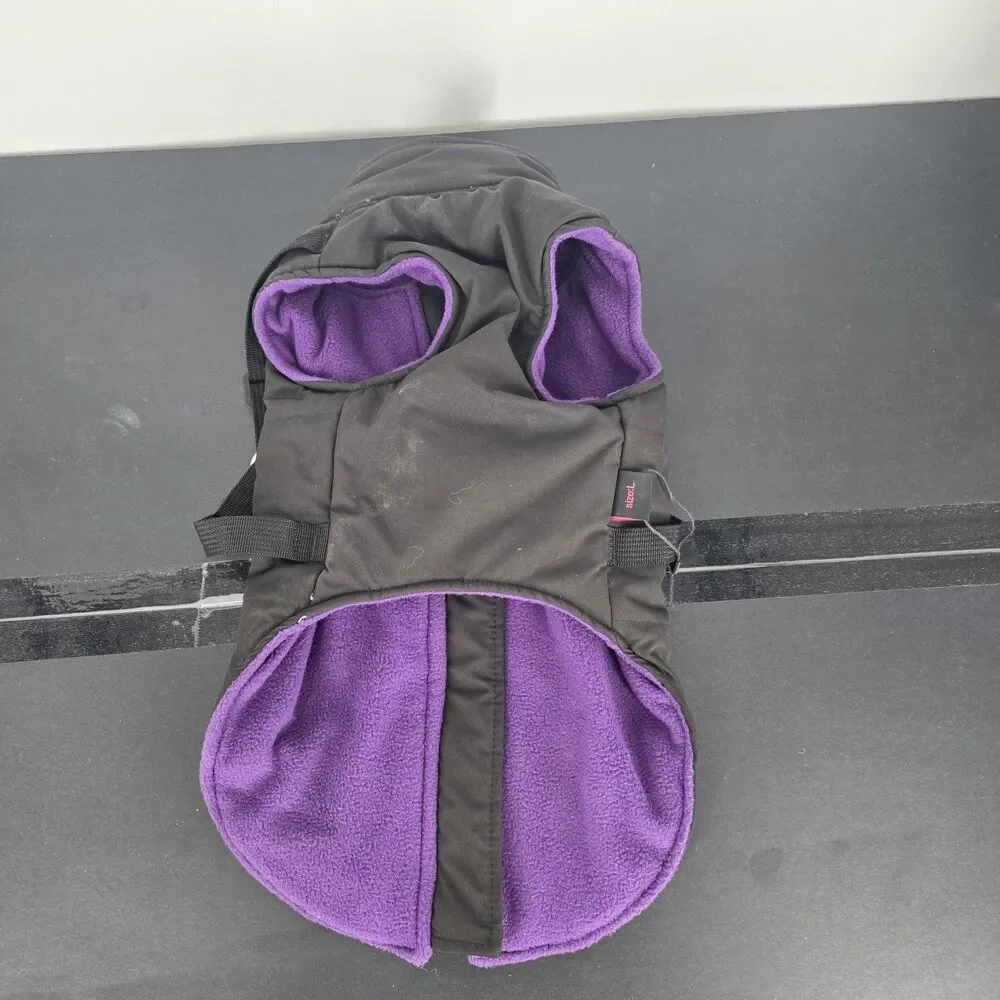NorbiPet Dog Harness Jacket Large Black Purple Fleece Warm Adjustable Vest